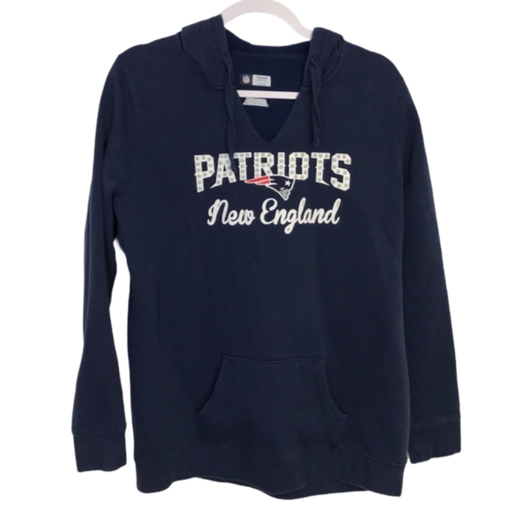 New England Patriots Women's Navy Hoodie Glitter